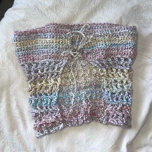 Handmade pastel rainbow crochet tube top
